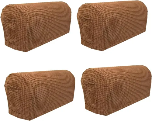 Miniatura 14 de Juego de 4 fundas elásticas para brazos de sofá, con bolsillo, fundas extraíbles antideslizantes para reposabrazos para sillón reclinable