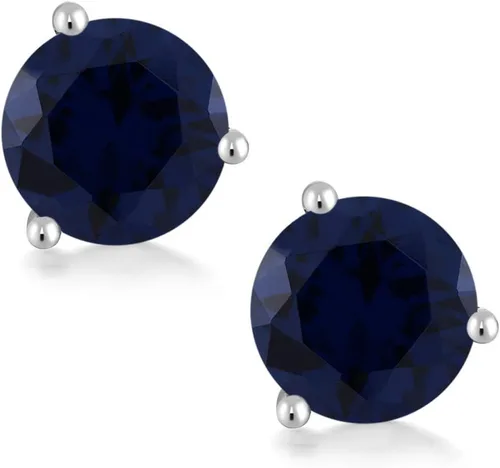 Miniatura 65 de Gem Stone King Aretes de oro de 14 quilates, 0.236 in, piedra natal redonda, Martini, 3 puntas, aretes de oro para mujer