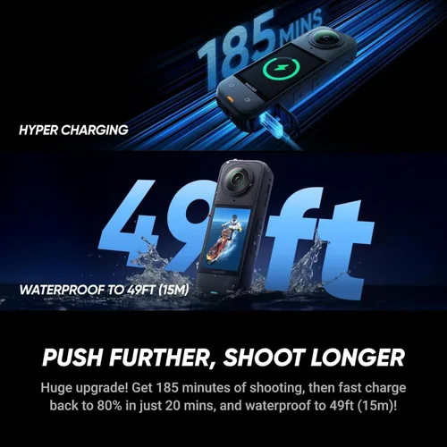 Miniatura 5 de Insta360 X5 Paquete Esencial - Cámara de acción 360 impermeable de 8K El paquete incluye palo para selfies, batería extra, estuche de carga