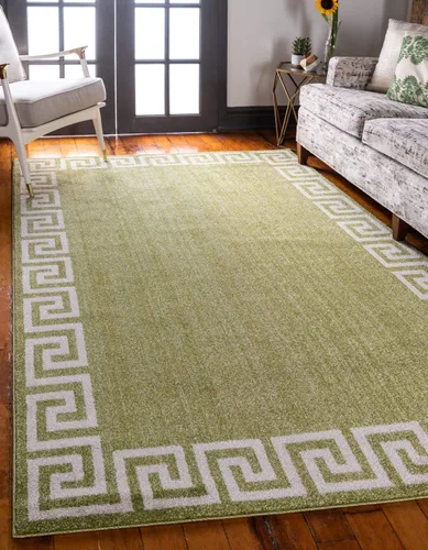 Miniatura 10 de Unique Loom Athens Collection - Alfombra clásica geométrica con diseño de borde moderno, 2 x 3 pies, color carbón/beige