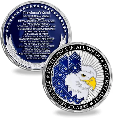 Moneda de desafío militar de la Fuerza Aérea de los Estados Unidos Airman's Creed, regalo coleccionable para veteranos
