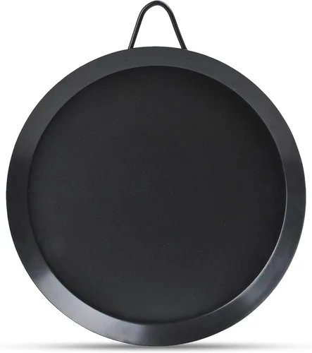 Alpine Cuisine Parrilla redonda antiadherente de 8 pulgadas – Tortilla Comal de acero al carbono negro con un solo mango – Comal duradero y