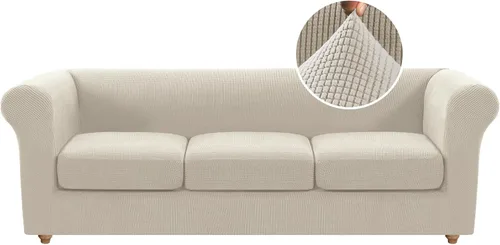 Miniatura 26 de Funda para silla Chesterfield de 2 piezas para sofá de 1 cojín, fundas para silla de brazo alto, 1 asiento, alta elasticidad, lavable, protector