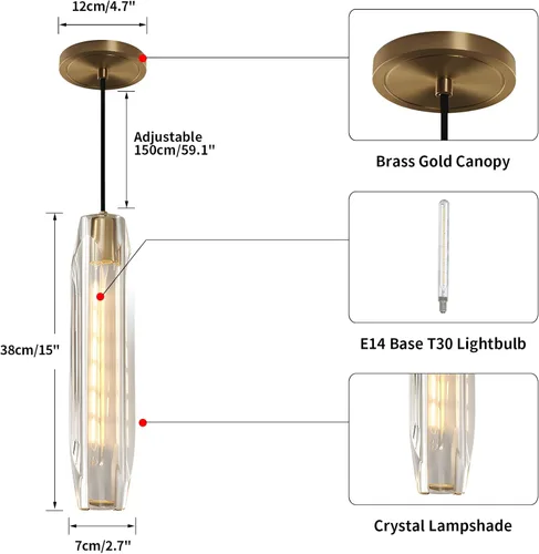 Miniatura 2 de KCO Iluminación moderna de cristal colgante de luces colgante de isla de cocina de oro lámpara colgante de vidrio de burbuja lámpara colgante