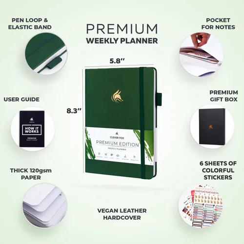Miniatura 2 de Clever Fox Planificador edición premium, planificador semanal y mensual de lujo sin fecha para aumentar la productividad y alcanzar tus