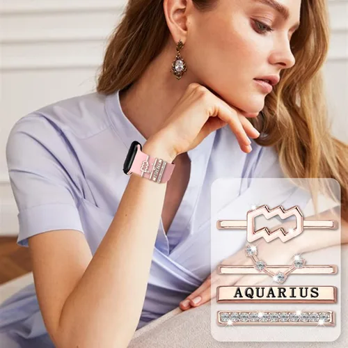 Miniatura 7 de Anillos decorativos de 12 constelaciones compatibles con correas de silicona de Apple Watch de 1.929 in, 1.772 in, 1.732 in, 1.654 in, 1.614 in