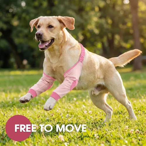 Miniatura 8 de DENTRUN Manga de pierna para cirugía de perro para patas delanteras, protector de rodilla para codo, manga para dejar de lamer, ajuste cómodo Rosa