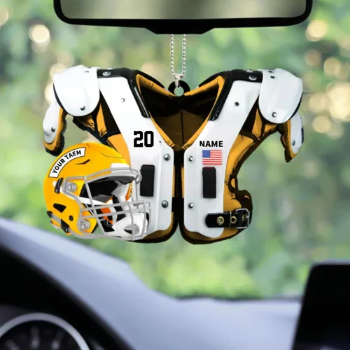 Miniatura 18 de Adorno de fútbol americano personalizado, nombre y número personalizados, adorno 2D de forma plana, regalo para jugadores de fútbol y amantes