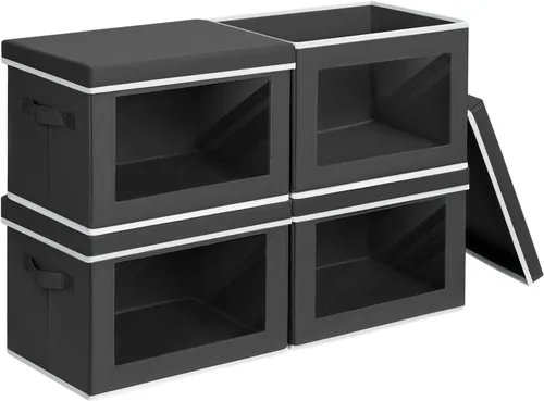 Miniatura 25 de Homsorout Contenedores de almacenamiento con tapas, organizadores pequeños de tela con ventana, contenedores de almacenamiento plegables para ropa