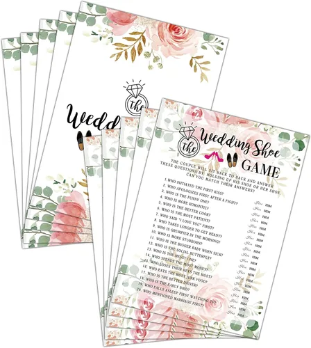Miniatura 8 de Juego de despedida de soltera – What In Your Purse Tarjetas de fiesta para boda – Decoración floral de fiesta de boda – Suministros y actividades
