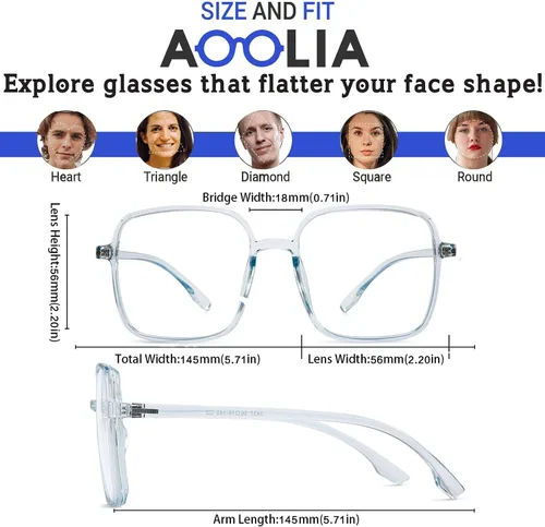 Miniatura 2 de Gafas de lectura cuadradas de gran tamaño, con borde completo, lentes de lectura con bloqueo de luz azul a la moda, anteojos ligeros