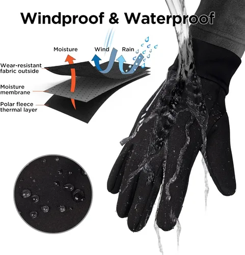 Miniatura 4 de Guantes de invierno para hombres y mujeres, guantes térmicos para correr con forro polar para clima frío, guantes ligeros y cálidos para nieve