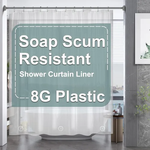 Miniatura 2 de AmazerBath - Cortina de plástico transparente de acetato de vinilo polietileno (PEVA) prémium, 72x72 pulgadas, 8G, de alta resistencia, con 3
