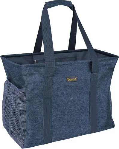 BALEINE Bolsa utilitaria extra grande con marco de alambre para almacenamiento, Azul, 16,5 x 14 x 10 pulg.