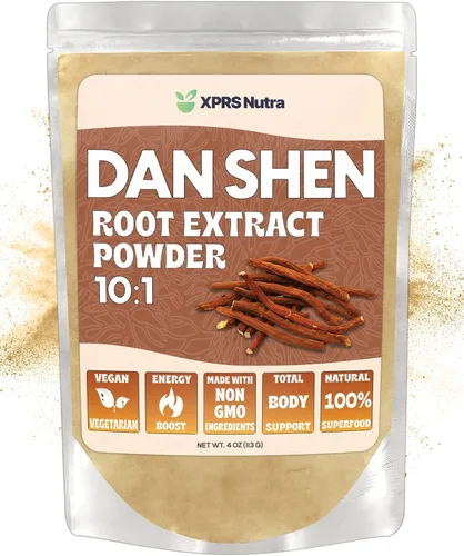 XPRS Nutra Dan Shen Extracto de raíz en polvo 10:1 - Polvo concentrado de alta calidad Dan Shen (salvia roja) - Danshen vegano (4 onzas)