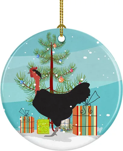 Miniatura 66 de Caroline's Treasures Adorno de cerámica de Navidad pintado o de codorniz chino, decoración colgante de árbol de Navidad verde azulado para el hogar