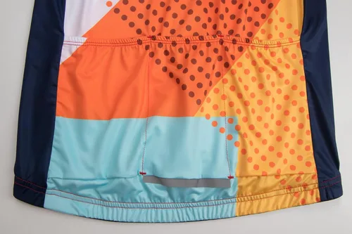 Miniatura 6 de Camiseta de ciclismo de manga larga para mujer, con 3 bolsillos traseros, transpirable, de secado rápido