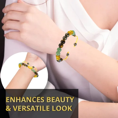 Miniatura 75 de Adjustable Crystal Bracelet – Gemstone Bead Bracelet with Adjustable Macrame String – Chic Gemstone Bracelet for Men and Women – 8mm Round Healing