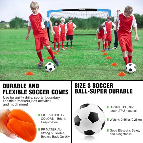 Miniatura 6 de Kids Soccer Goals for Backyard Set of 2, 4 x 3 ft/6 x 4 Toddler Soccer Goal Training Equipment with Soccer Ball, Cones, Pop Up Soccer Net for Kids