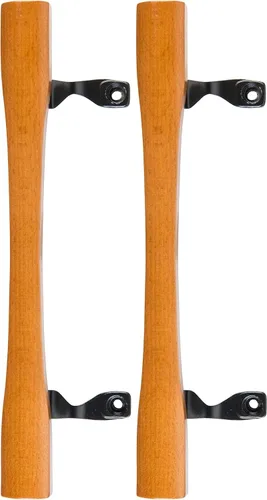 Wright Products - Manija de puerta de patio de roble, madera/negro, 6-5/8 pulgadas (paquete de 2)