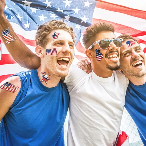 Miniatura 3 de winthrop 240 tatuajes temporales del 4 de julio para niños, envueltos individualmente, impermeables y seguros, diseños de bandera de Estados Unidos