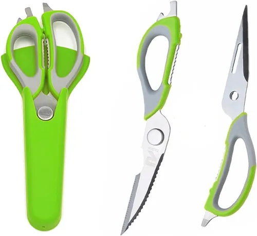 Tijeras multifuncionales para alimentos de cocina, tijeras culinarias desmontables de acero inoxidable resistente, tijeras 7 en 1 para el hogar con