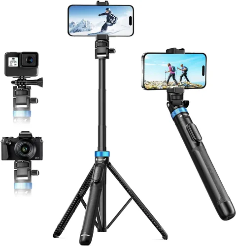 Miniatura 8 de UBeesize Trípode magnético para selfie stick con luz regulable y control remoto recargable, soporte de trípode portátil de viaje para teléfonos