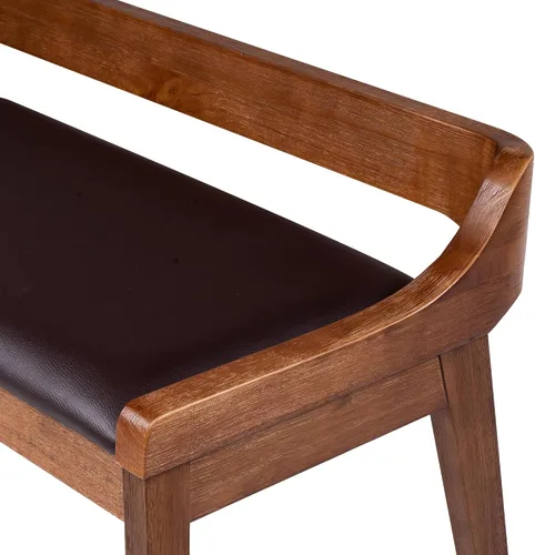 Miniatura 8 de Rasmus - Banco de comedor de madera de imitación de piel sintética, color marrón