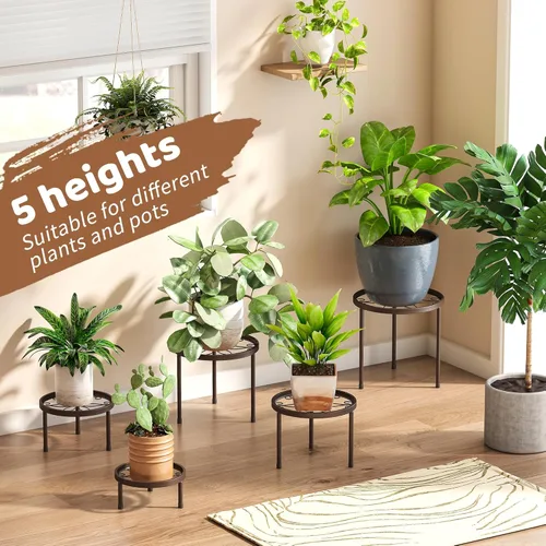 Miniatura 3 de Soporte para plantas para interiores y exteriores, paquete de 5 soportes de metal resistente, múltiples plantas, soporte de hierro antioxidante
