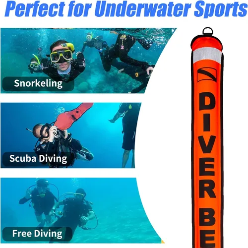 Miniatura 3 de Boya marcador de superficie SMB, tubo de señal de buceo inflable de alta visibilidad con tira reflectante, superficie de salchicha de seguridad