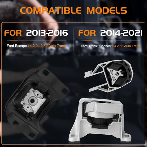 Miniatura 2 de Juego de 3 piezas de motor y montaje de transmisión compatible con Ford Escape 2013 2014 2015 2016, Transit Connect 2014-2021 2.0L 2.5L Motor
