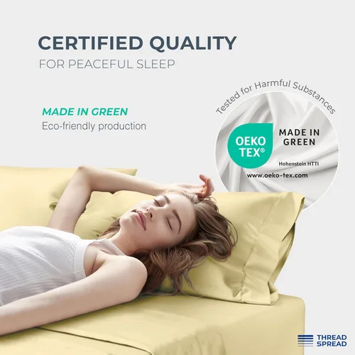 Miniatura 5 de Thread Spread Fundas de Almohada de Algodón Egipcio 100% Tamaño Estándar/Queen Juego de 2 - Fundas de Almohada Beige Satén de Lujo con Cuenta