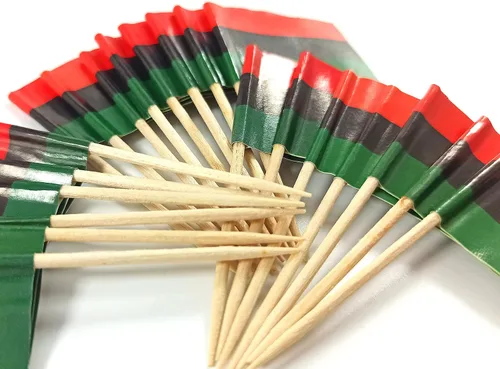 Miniatura 3 de JBCD Bandera afroamericana con palillo de dientes panafricano, mini banderas negras de liberación para cupcakes, 200