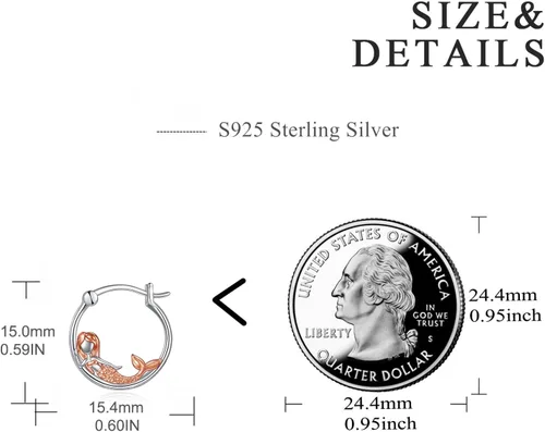 Miniatura 11 de VONALA Bonitos aretes de aro de plata de ley 925, regalos de cumpleaños para mujer