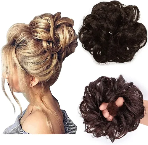 Miniatura 26 de Cabello sintético despeinado, grueso, extensiones para coleta, cabello recogido