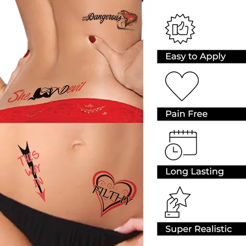 Miniatura 3 de Más de 40 tatuajes temporales sexys y traviesos para mujeres - Diversión para adultos para la parte inferior de la espalda, piernas, brazos