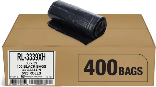 Miniatura 27 de Aluf Plastics RL-3339XH - Bolsas de basura negras resistentes de 33 x 39 pulgadas, 1.5 mil de grosor, capacidad de 33 galones (100 unidades)