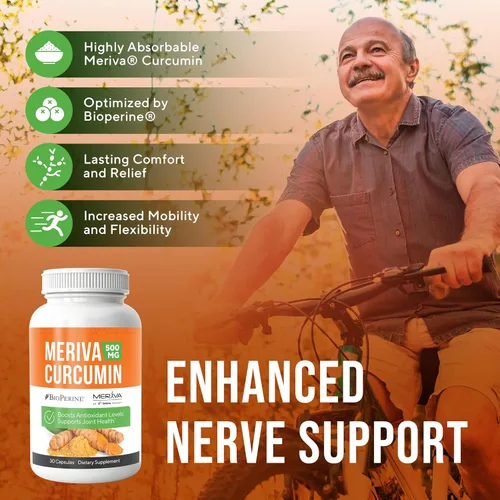 Miniatura 3 de NERVE RENEW Meriva Curcumina con Pimienta Negra y Bioperina - Suplemento antioxidante de refuerzo nervioso - 30 cápsulas