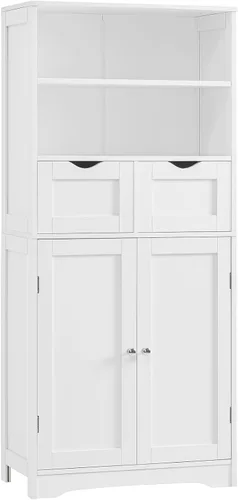 Miniatura 13 de Iwell Armario de almacenamiento con puertas y estantes, armario de despensa de cocina, gabinetes de baño para sala de estar, cocina, lavandería