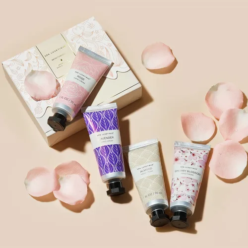 Miniatura 8 de spa luxetique Set de crema de manos, paquete de 4 lociones para manos, juego de regalo de Navidad enriquecido con manteca de karité y glicerina