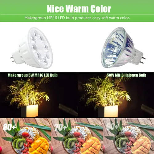 Miniatura 4 de Bombillas LED MR16, focos de bajo voltaje para paisaje, 35 W/50 W, reemplazos halógenos, blanco cálido 2700K-3000K 12V Gu5.3 base bi-pin