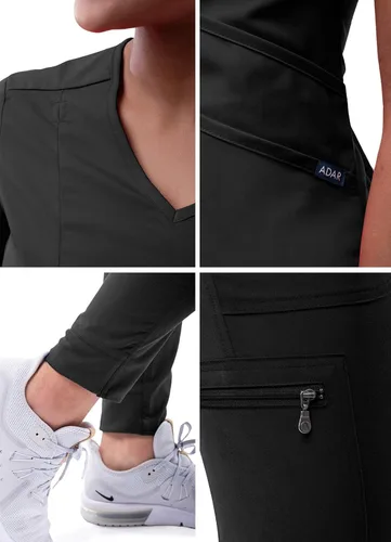Miniatura 5 de Adar Pro - Conjunto moderno de ropa quirúrgica atlética para mujer Camiseta quirúrgica moderna con cuello en V y pantalones quirúrgicos de yoga