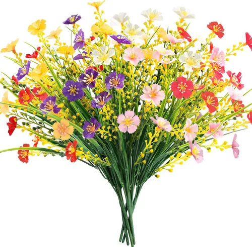Miniatura 17 de MACTING Flores artificiales para exteriores, 6 paquetes de flores falsas resistentes a los rayos UV que no se decoloran, plantas de imitación