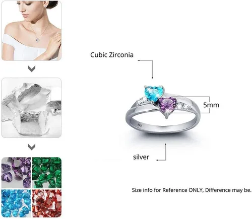 Miniatura 4 de Lam Hub Fong Anillos de promesa personalizados para mujeres, parejas, anillos de nombre de piedra natal para novia, anillos de amistad