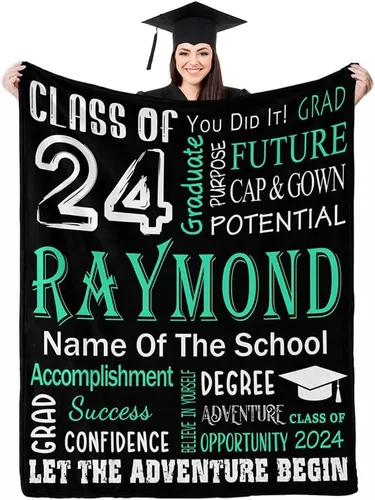 Miniatura 25 de D-Story Manta personalizada con foto, regalos de graduados universitarios para ella, regalos de graduación de felicitaciones, mantas personalizadas