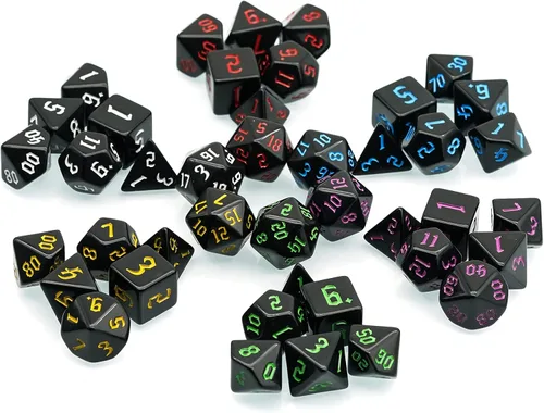 Miniatura 27 de 5 juegos de dados DND, juego de dados poliédricos (35 piezas) con bolsa de troquel de cuero, juego de troqueles D&D para juegos de mesa RPG