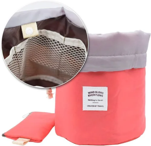 Miniatura 6 de INVODA Bolsa de cosméticos con cordón, 2 piezas, bolsa de maquillaje de viaje para mujer, bolsa de aseo portátil con cordón, bolsa organizadora