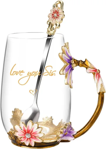 Miniatura 16 de OEAGO Regalos de hermana para hermanas para mujeres, elegante taza de té, regalos únicos de Navidad y cumpleaños para hermana, pequeña, grande