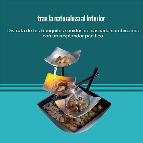 Miniatura 5 de Fuente de plata, iluminada, de relajación con piedras naturales, por HoMedics WFL-SLVS Envirascape Silver Springs