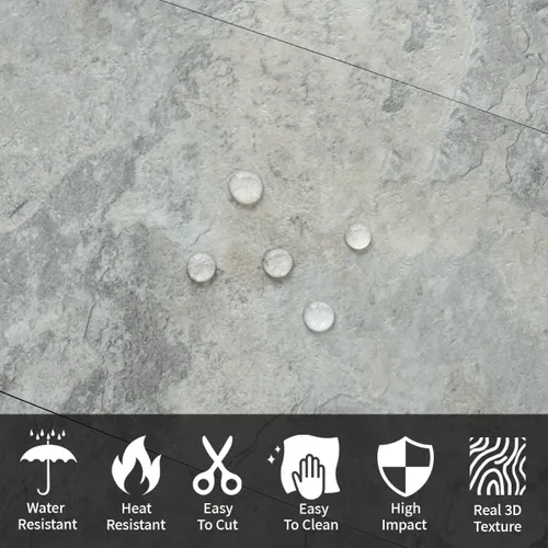 Miniatura 4 de AULIGET 2 piezas de azulejos de pared para salpicaduras de cocina, 6 x 12 pulgadas, pizarra gris y beige de PVC de piedra sintética